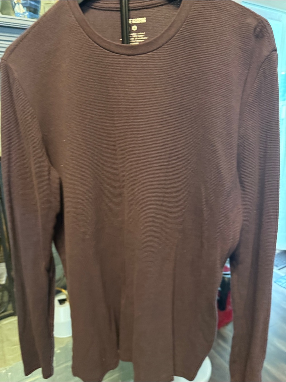 Men's Ribbed Long-Sleeve Crewneck Shirt - Brown